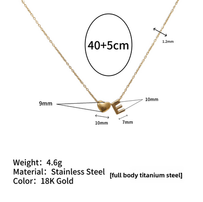 Tiny Initial Necklaces 14k Golden Heart Letter A-Z Necklace Dainty Heart Name Necklace Personalized Initial Tag Pendant Birthday Gifts Anniversary Gifts Jewelry for Women Girls Christmas Gifts
