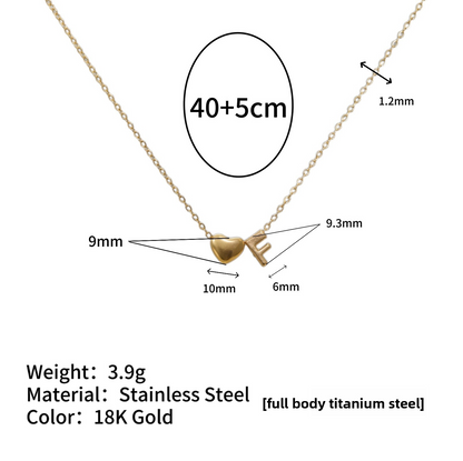 Tiny Initial Necklaces 14k Golden Heart Letter A-Z Necklace Dainty Heart Name Necklace Personalized Initial Tag Pendant Birthday Gifts Anniversary Gifts Jewelry for Women Girls Christmas Gifts