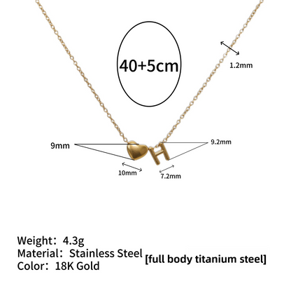 Tiny Initial Necklaces 14k Golden Heart Letter A-Z Necklace Dainty Heart Name Necklace Personalized Initial Tag Pendant Birthday Gifts Anniversary Gifts Jewelry for Women Girls Christmas Gifts