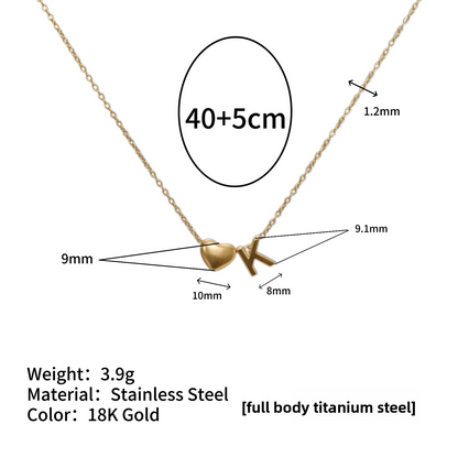 Tiny Initial Necklaces 14k Golden Heart Letter A-Z Necklace Dainty Heart Name Necklace Personalized Initial Tag Pendant Birthday Gifts Anniversary Gifts Jewelry for Women Girls Christmas Gifts
