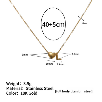Tiny Initial Necklaces 14k Golden Heart Letter A-Z Necklace Dainty Heart Name Necklace Personalized Initial Tag Pendant Birthday Gifts Anniversary Gifts Jewelry for Women Girls Christmas Gifts