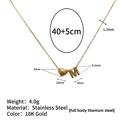 Tiny Initial Necklaces 14k Golden Heart Letter A-Z Necklace Dainty Heart Name Necklace Personalized Initial Tag Pendant Birthday Gifts Anniversary Gifts Jewelry for Women Girls Christmas Gifts