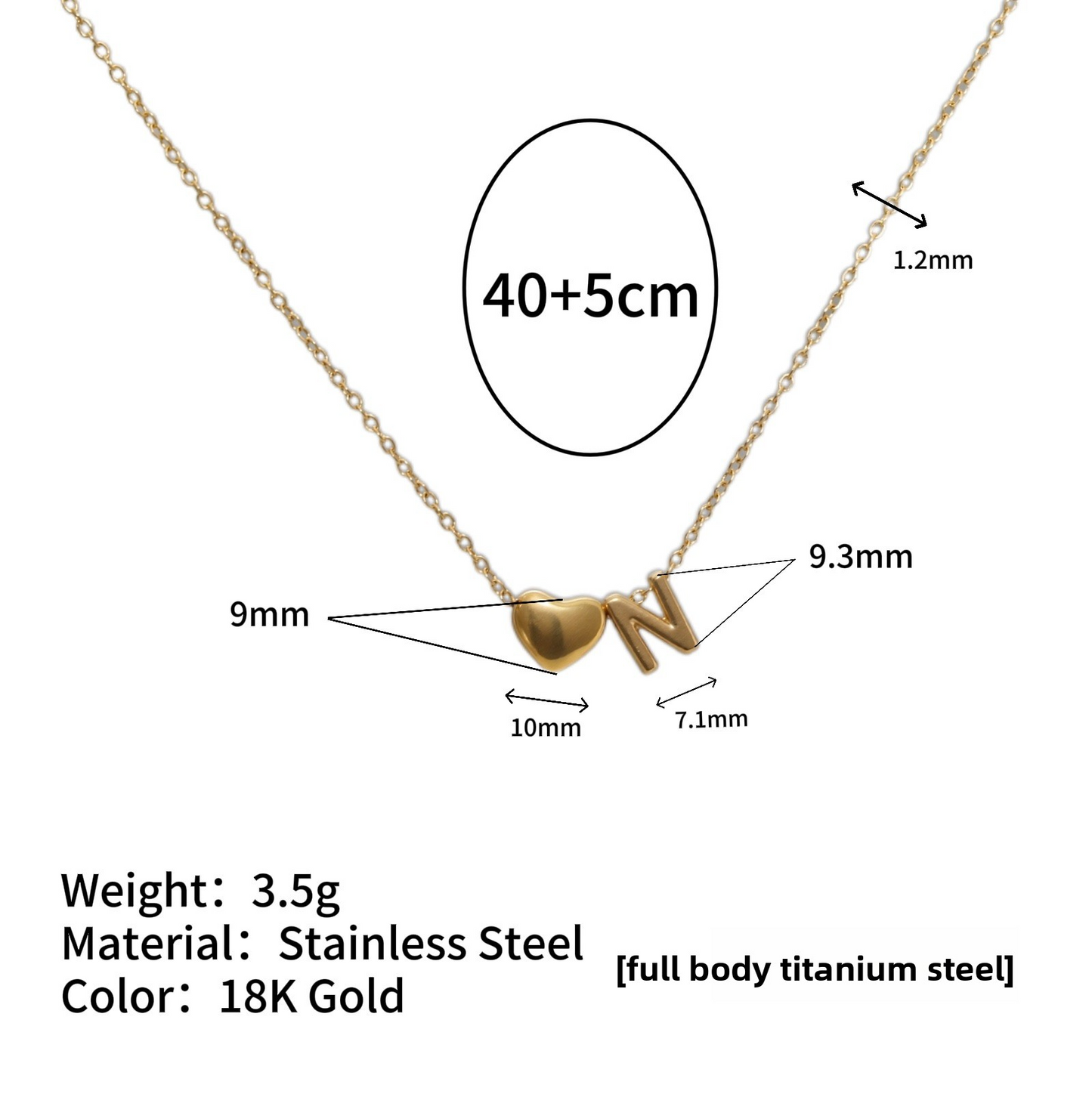 Tiny Initial Necklaces 14k Golden Heart Letter A-Z Necklace Dainty Heart Name Necklace Personalized Initial Tag Pendant Birthday Gifts Anniversary Gifts Jewelry for Women Girls Christmas Gifts