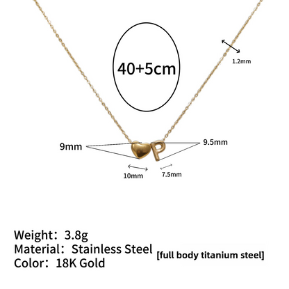 Tiny Initial Necklaces 14k Golden Heart Letter A-Z Necklace Dainty Heart Name Necklace Personalized Initial Tag Pendant Birthday Gifts Anniversary Gifts Jewelry for Women Girls Christmas Gifts