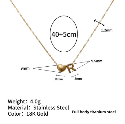Tiny Initial Necklaces 14k Golden Heart Letter A-Z Necklace Dainty Heart Name Necklace Personalized Initial Tag Pendant Birthday Gifts Anniversary Gifts Jewelry for Women Girls Christmas Gifts