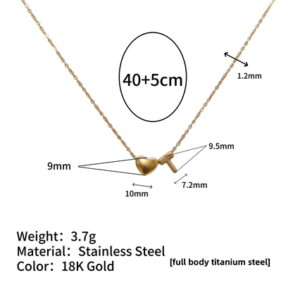 Tiny Initial Necklaces 14k Golden Heart Letter A-Z Necklace Dainty Heart Name Necklace Personalized Initial Tag Pendant Birthday Gifts Anniversary Gifts Jewelry for Women Girls Christmas Gifts