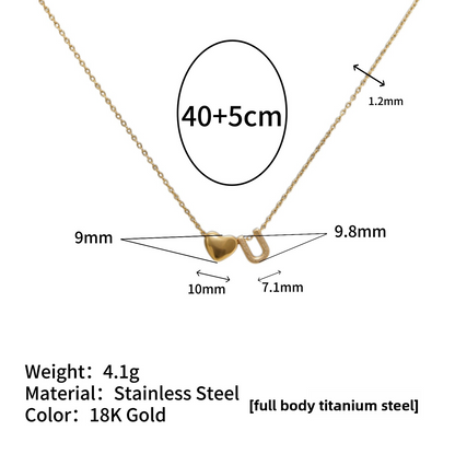 Tiny Initial Necklaces 14k Golden Heart Letter A-Z Necklace Dainty Heart Name Necklace Personalized Initial Tag Pendant Birthday Gifts Anniversary Gifts Jewelry for Women Girls Christmas Gifts