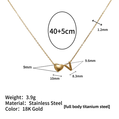 Tiny Initial Necklaces 14k Golden Heart Letter A-Z Necklace Dainty Heart Name Necklace Personalized Initial Tag Pendant Birthday Gifts Anniversary Gifts Jewelry for Women Girls Christmas Gifts