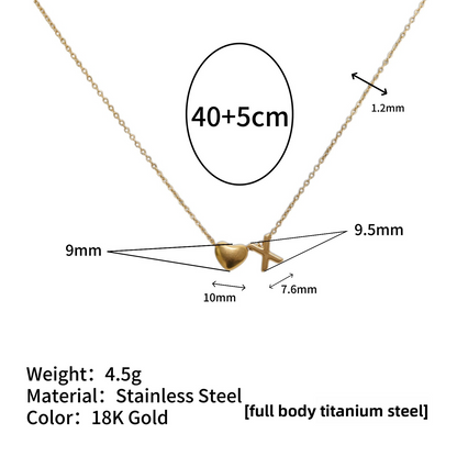 Tiny Initial Necklaces 14k Golden Heart Letter A-Z Necklace Dainty Heart Name Necklace Personalized Initial Tag Pendant Birthday Gifts Anniversary Gifts Jewelry for Women Girls Christmas Gifts