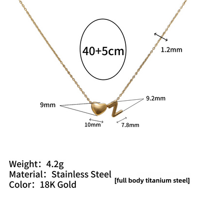 Tiny Initial Necklaces 14k Golden Heart Letter A-Z Necklace Dainty Heart Name Necklace Personalized Initial Tag Pendant Birthday Gifts Anniversary Gifts Jewelry for Women Girls Christmas Gifts