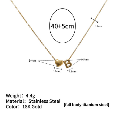 Tiny Initial Necklaces 14k Golden Heart Letter A-Z Necklace Dainty Heart Name Necklace Personalized Initial Tag Pendant Birthday Gifts Anniversary Gifts Jewelry for Women Girls Christmas Gifts