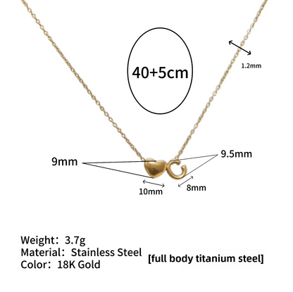 Tiny Initial Necklaces 14k Golden Heart Letter A-Z Necklace Dainty Heart Name Necklace Personalized Initial Tag Pendant Birthday Gifts Anniversary Gifts Jewelry for Women Girls Christmas Gifts