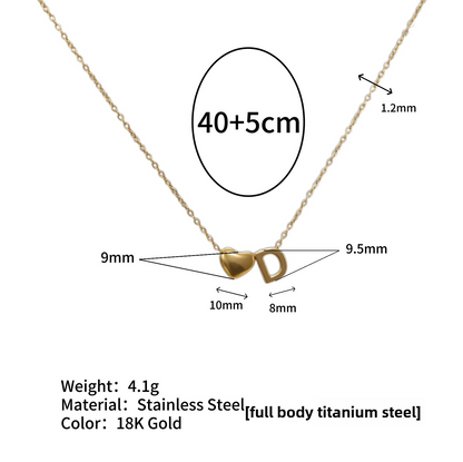 Tiny Initial Necklaces 14k Golden Heart Letter A-Z Necklace Dainty Heart Name Necklace Personalized Initial Tag Pendant Birthday Gifts Anniversary Gifts Jewelry for Women Girls Christmas Gifts
