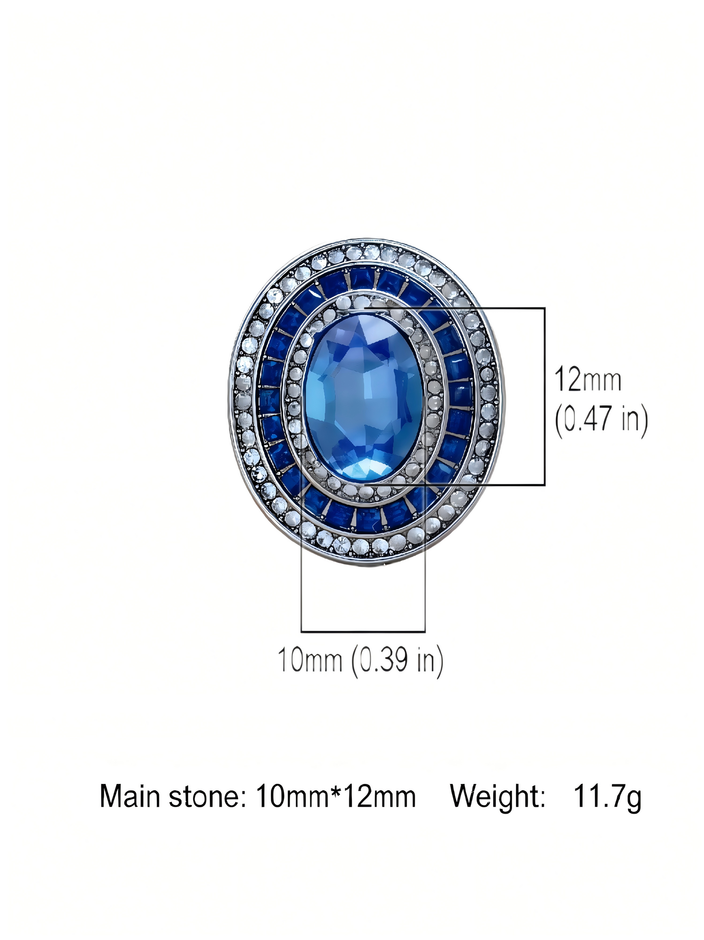 Adjustable Vintage Cocktail Ring with Oval Blue Sapphire & Multi-Layer Paved CZ Halo