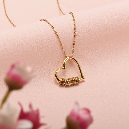 "Heart of Our Family" Necklace with Names Engraving & Forever Rose Box