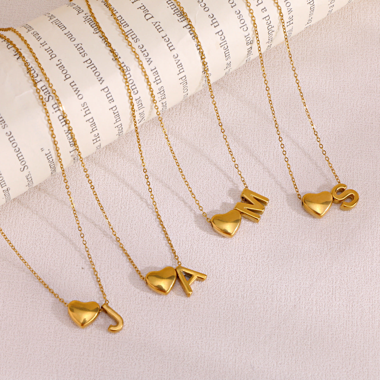 Tiny Initial Necklaces 14k Golden Heart Letter A-Z Necklace Dainty Heart Name Necklace Personalized Initial Tag Pendant Birthday Gifts Anniversary Gifts Jewelry for Women Girls Christmas Gifts