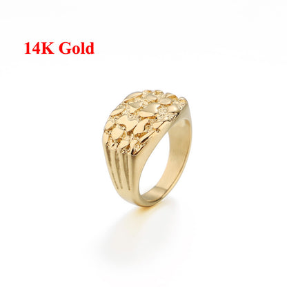 14K SOLID GOLD YELLOW CLASSIC NUGGET RING (MED,LG)