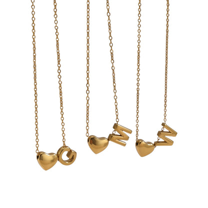 Tiny Initial Necklaces 14k Golden Heart Letter A-Z Necklace Dainty Heart Name Necklace Personalized Initial Tag Pendant Birthday Gifts Anniversary Gifts Jewelry for Women Girls Christmas Gifts