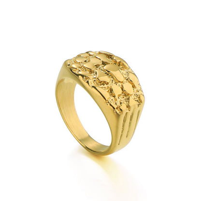 14K SOLID GOLD YELLOW CLASSIC NUGGET RING (MED,LG)