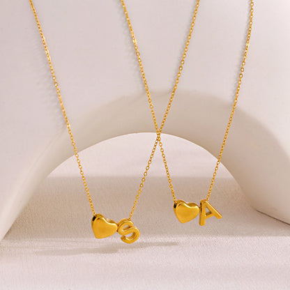 Tiny Initial Necklaces 14k Golden Heart Letter A-Z Necklace Dainty Heart Name Necklace Personalized Initial Tag Pendant Birthday Gifts Anniversary Gifts Jewelry for Women Girls Christmas Gifts