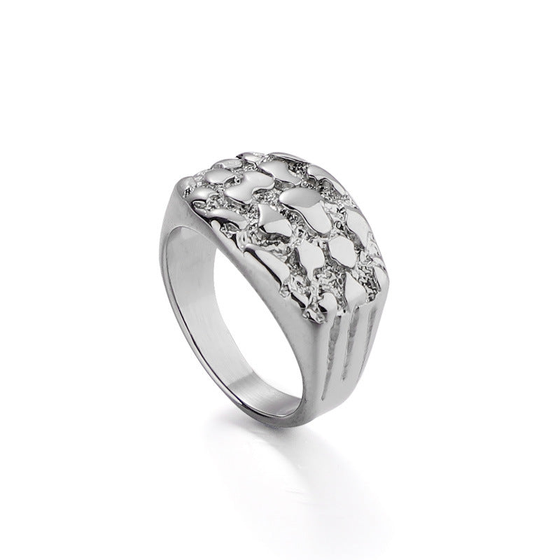 14K SOLID GOLD YELLOW CLASSIC NUGGET RING (MED,LG)