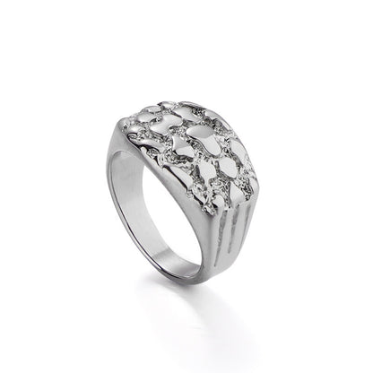 14K SOLID GOLD YELLOW CLASSIC NUGGET RING (MED,LG)