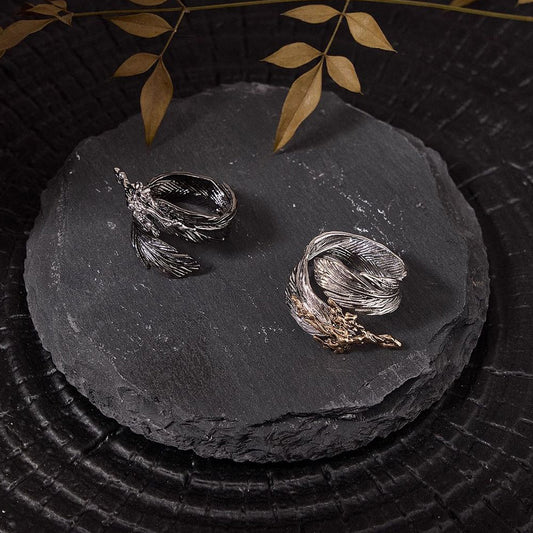 Engraved Angel Feather Ring Gift Set