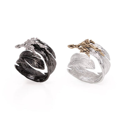 Engraved Angel Feather Ring Gift Set