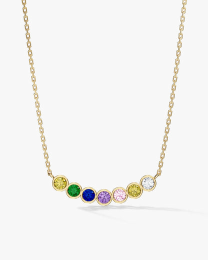 Seven-stone gold birthstone necklace product detail