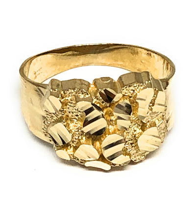 14K SOLID GOLD YELLOW CLASSIC NUGGET RING (MED,LG)