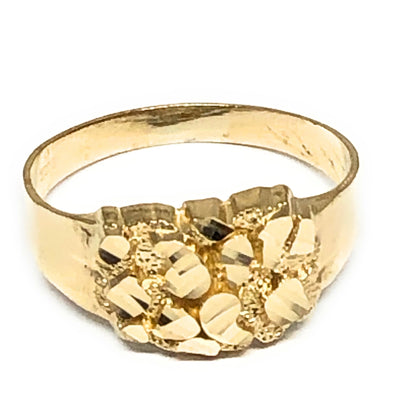 14K SOLID GOLD YELLOW CLASSIC NUGGET RING (MED,LG)