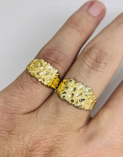 14K SOLID GOLD YELLOW CLASSIC NUGGET RING (MED,LG)